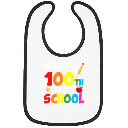 Retail Worker Happy 100th Day Of School Women Appreciation Bibs