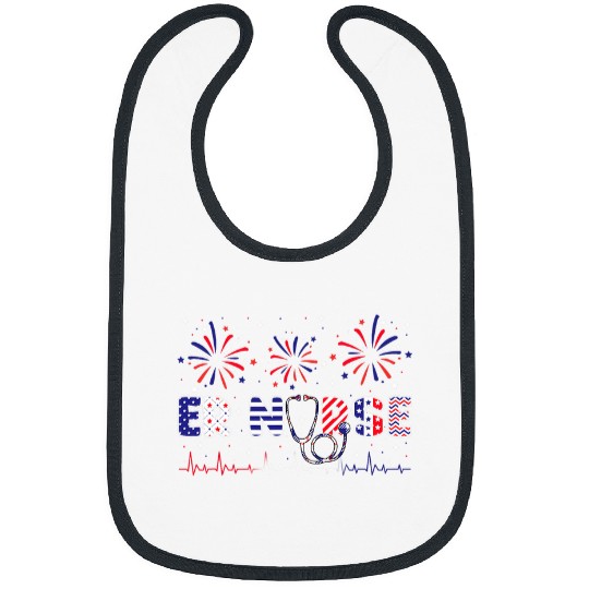 ER nurses 4th of July American Flag Patriotic USA Stethoscope Bibs
