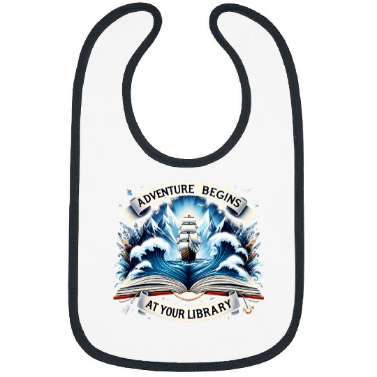Adventure Begins At Your Library Book Lover Camping Hiking Bibs