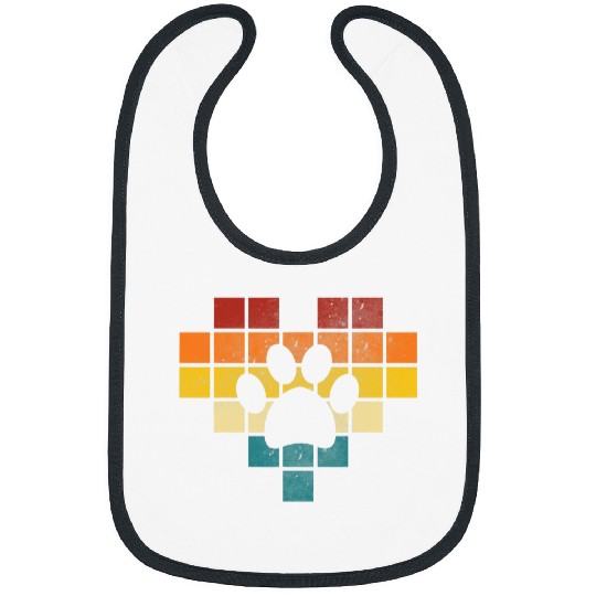 Retro Veterinarian Vet Tech Sunset Paw Print Dog Old School Bibs