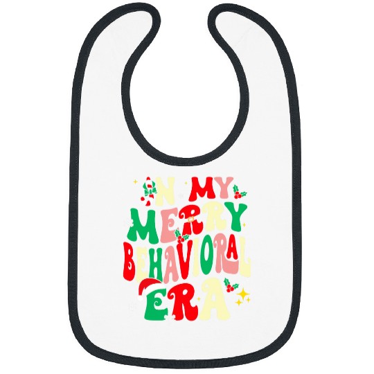 In My Merry Behavioral Therapist Era Christmas Retro Bibs