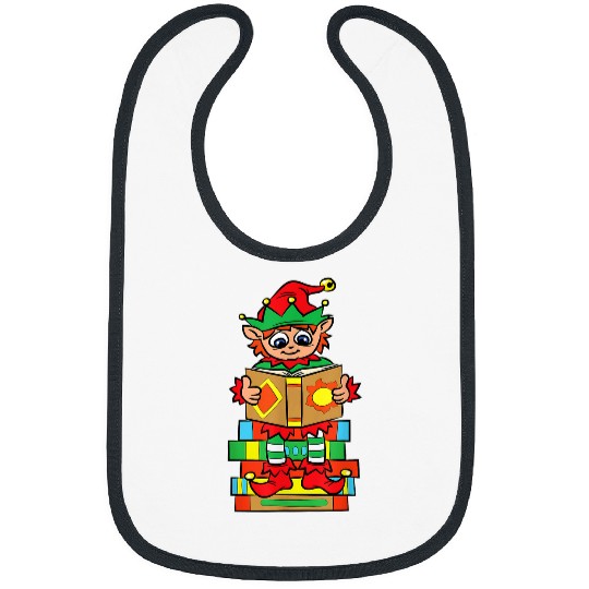 Elf Reading Book Lover Christmas Pajama Bookworms Reader Bibs