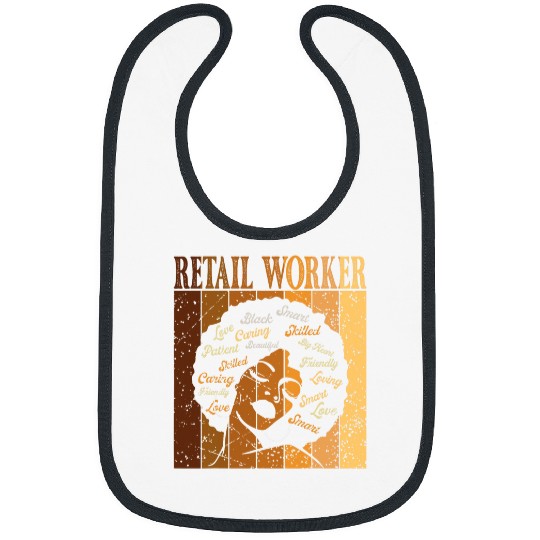 Retail Worker Afro African Women Black History Month Bibs