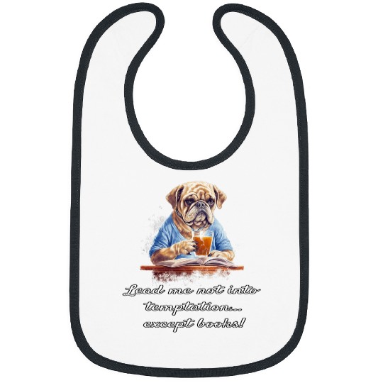 Educational Pug Humorous for Dog Lovers Book Enthusiasts Bibs