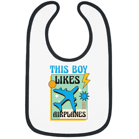 Boy Likes Airplanes Pilot Flying Aircraft Bibs