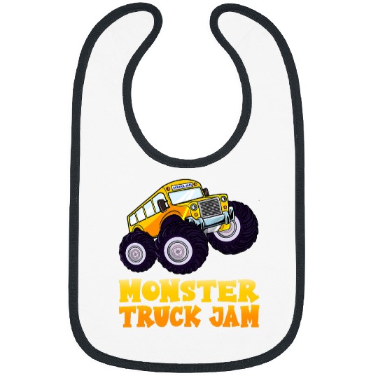 Monster Truck Jam School Bus Yellow Back To School Toddlers Bibs