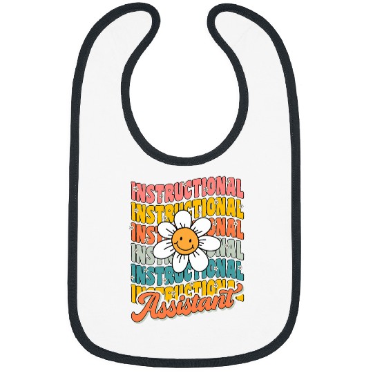 Instructional Assistant Daisy Flower Retro Teacher Aide Bibs