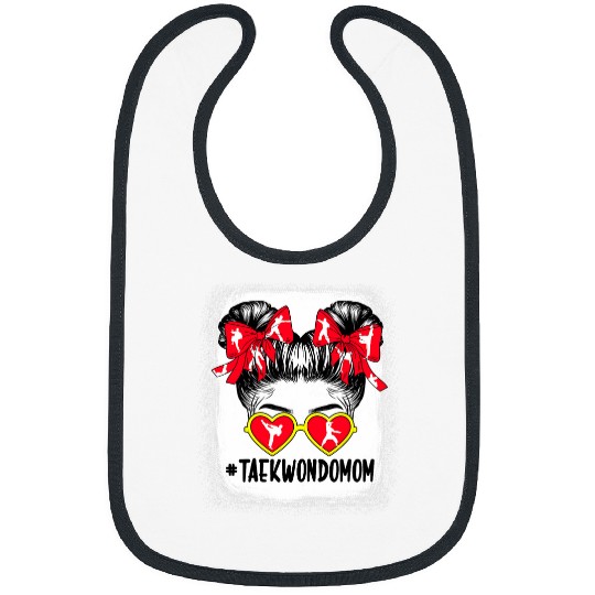 Womens Taekwondo Mom Messy Bun Hair Bleached Women Mothers Day Bibs
