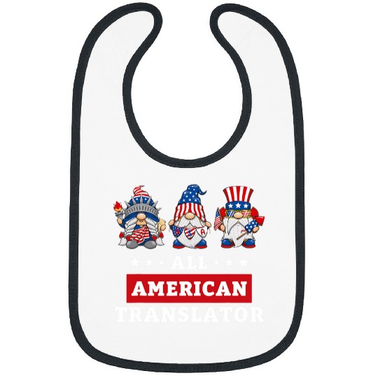 Translator Gnomes July 4th American Flag USA Bibs