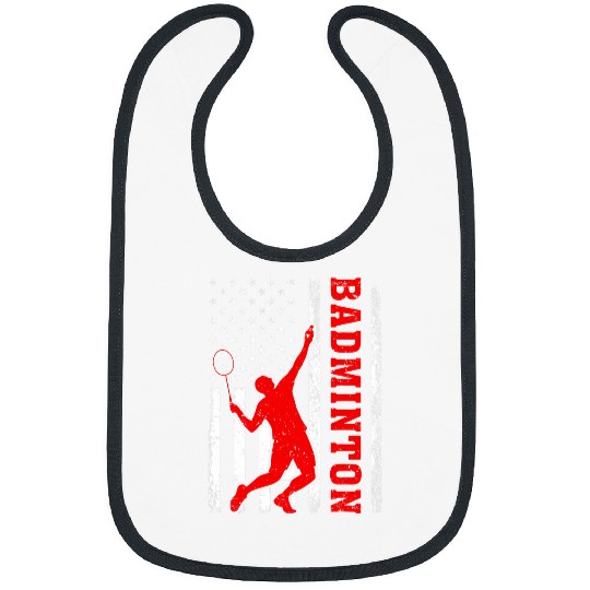 Badminton Sports Lover American Flag Badminton 4th Of July Bibs