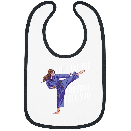 Dont Let The Ponytail Fool You Funny Karate Kickboxing Bibs