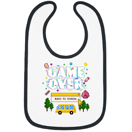 Game Over Back To School Funny Retro Gamer Teacher Student Bibs