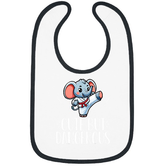 Cute but Dangerous Karate Taekwondo Elephant Karate Girl 7 Bibs