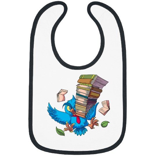 Cartoon owl with pile of books book owl Bibs