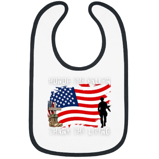 Honor The Fallen Thank The Living Memorial Day US Flag Bibs