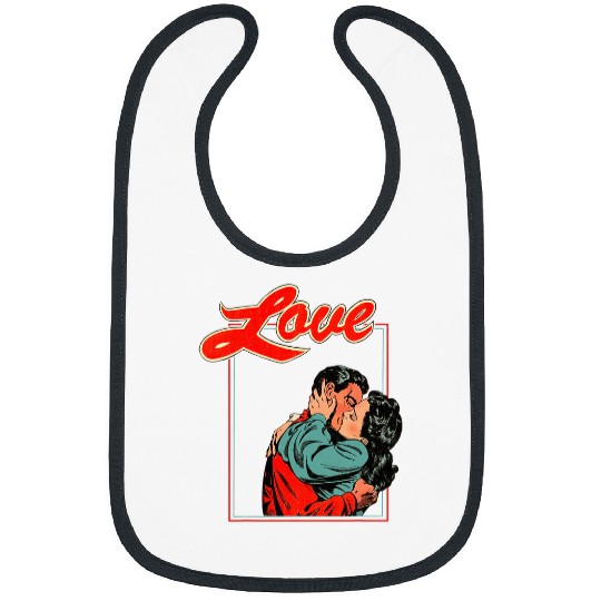 kisssing Couple Nostalgic Comic book vintages Pulp Love Bibs