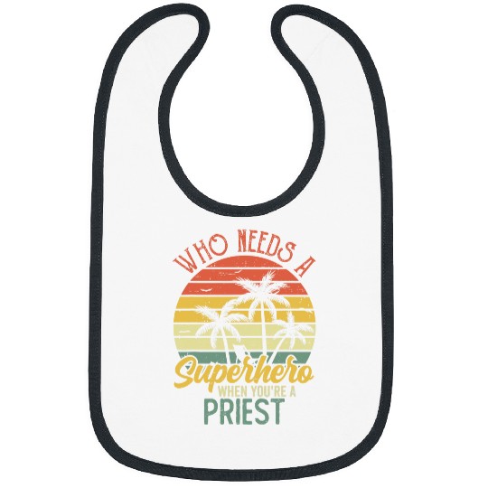 Funny Priest Superhero vintages Tee For Men Dad 2 Bibs