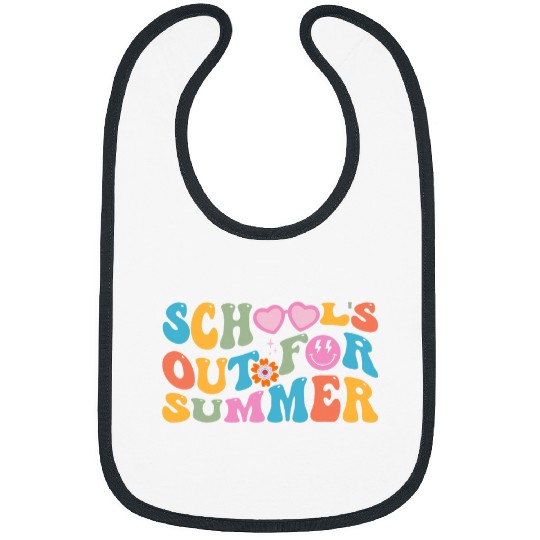 Retro Groovy Schools Out For Summer Women Kids Teacher 1 Bibs