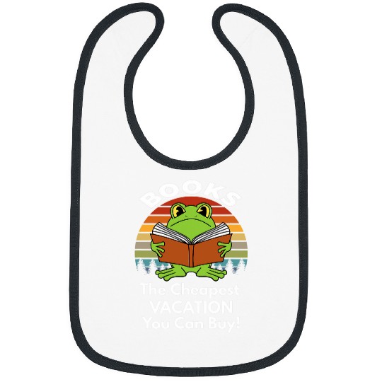 Books Reading Love Cottagecore Frog Avid Reader Vacation Bibs