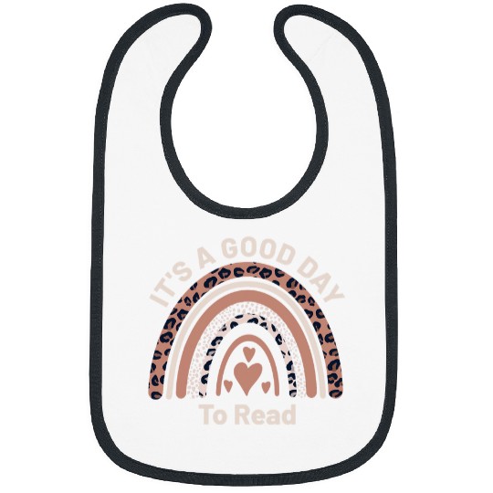 its a good day to read book reading leopard print rainbow Bibs