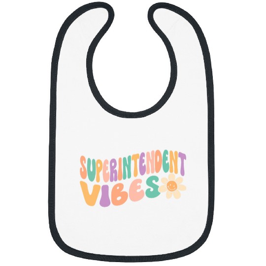 Retro Groovy School Superintendent Vibes Daisy Flower Bibs