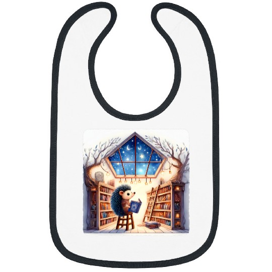 Hedgehog Reading Star Gazing Book Library Branches Stars Bibs