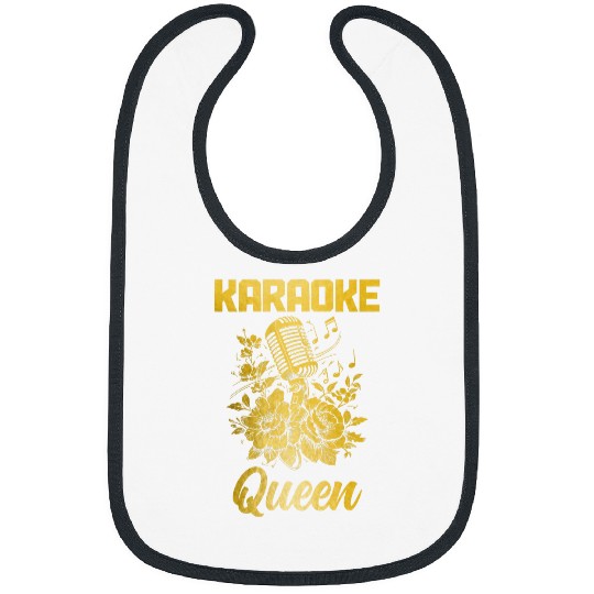 Karaoke Queen Singer vintages Microphone Flowers Singing Girl 1 Bibs