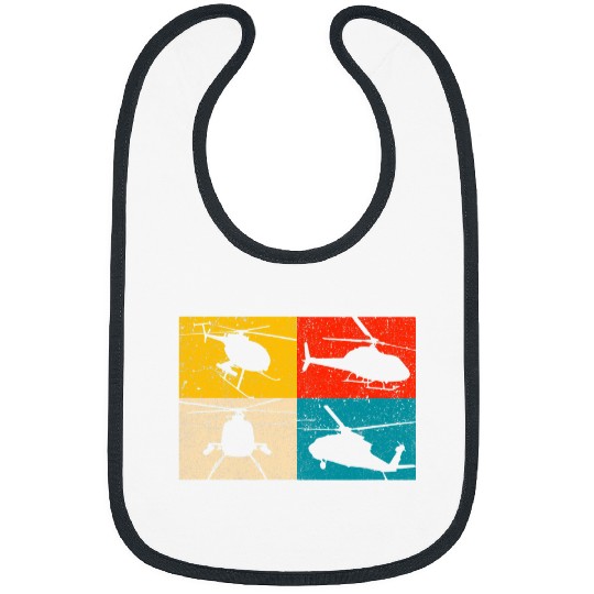 Retro Helicopter Heartbeat Aviator Pilot Aviation Chopper Bibs