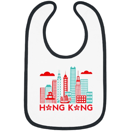 Hong Kong City Skyscraper Skyline Junk Boat Travel Souvenir Bibs