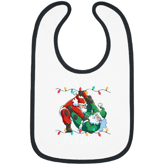 Seasons Beatings Funny Santa Seasons Greetings Mens Womens Bibs
