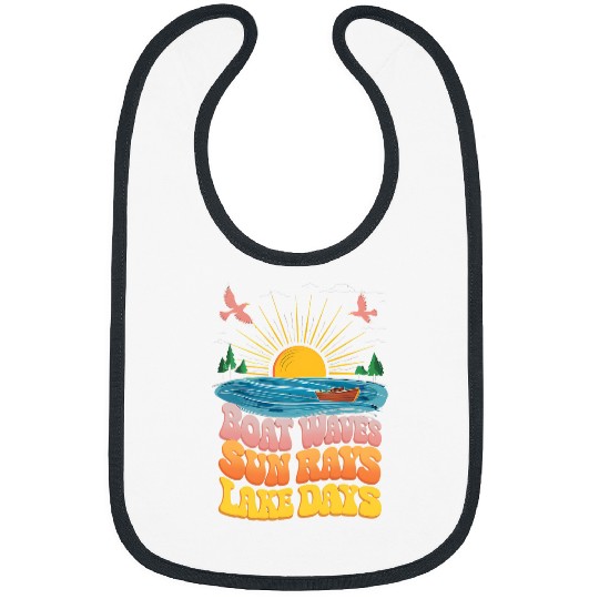 Funny Camping Hiking Cabin Boat Waves Sun Rays Lake Days 1 Bibs
