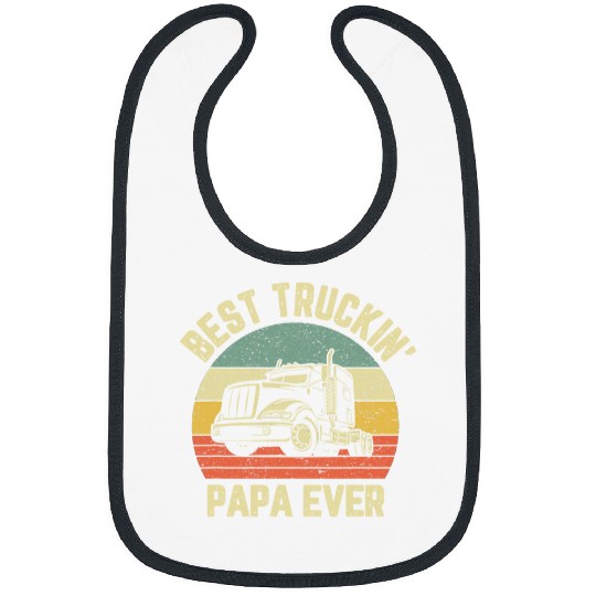 Mens Truckin Papa Ever Driver Semi Big Rig Trucker Gift Bibs