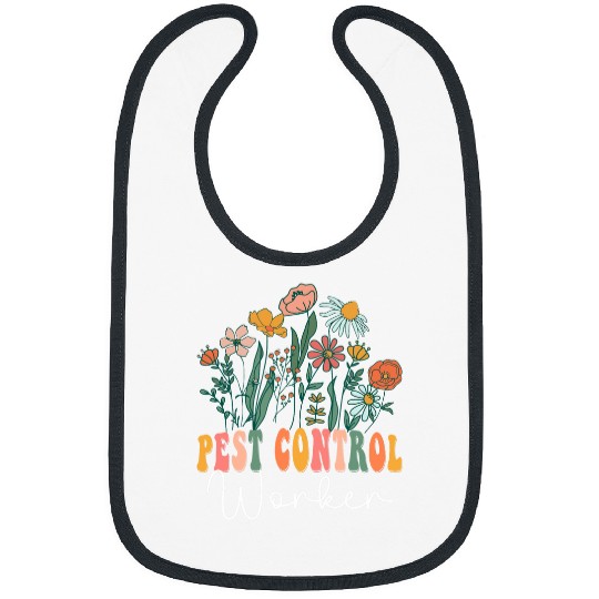 Retro Groovy floral Pest Control Worker Wildflower Tees For Bibs