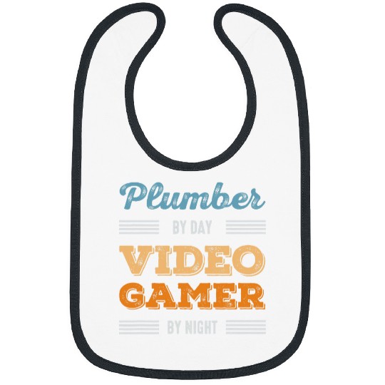 Plumber Video Gamer 1980s Game Fan Retro Gaming 8bit Bibs