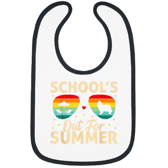 Schools Out For Summer End Of School Rough Collie Dog Bibs