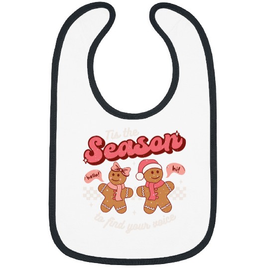 Speech Language Therapy Christmas Retro SLP Therapist Groovy Bibs