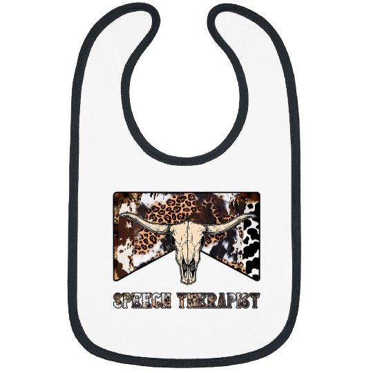 Speech Therapist Country Western Cow Skull SLP Teacher AAC Bibs