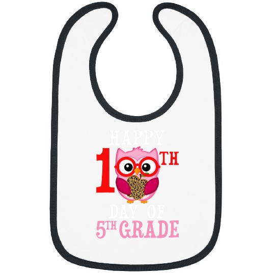 Happy 100th Day Of 5th Grade Owl Cute Teacher Student Girls Bibs
