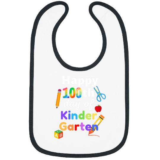 Happy 100th day of Kindergarten Teacher Student tee Bibs