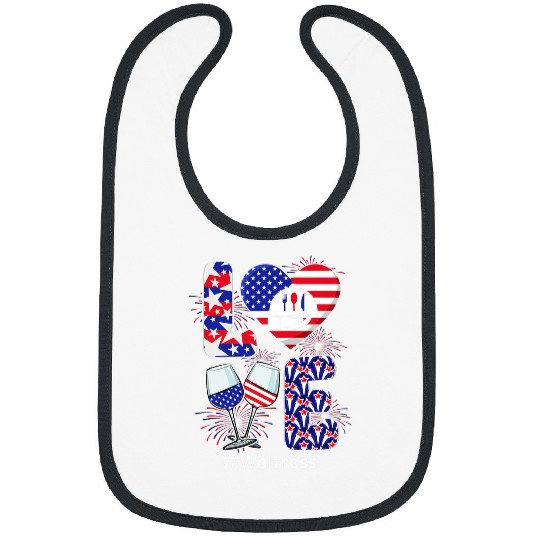 LOVE Costume Waitress 4th July American Flag Fireworks Bibs
