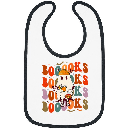 booooks groovy cute ghosts book reading halloween 2 Bibs