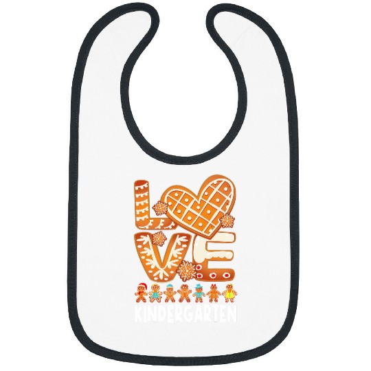 Love Kindergarten Teacher Christmas Gingerbread Students Bibs