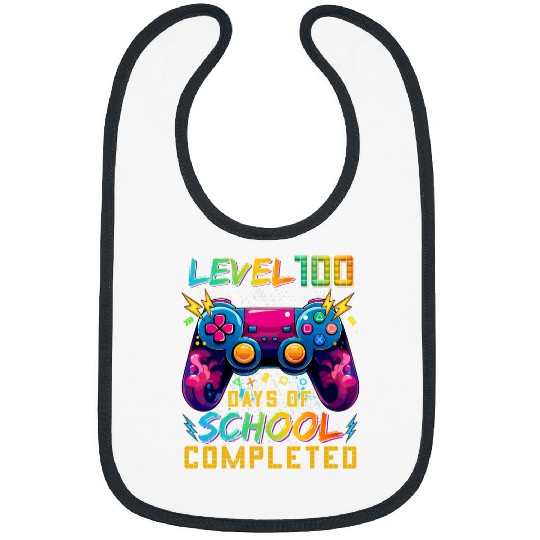 Level 100 Days Of School Completed Gamer Video Games Boys Bibs