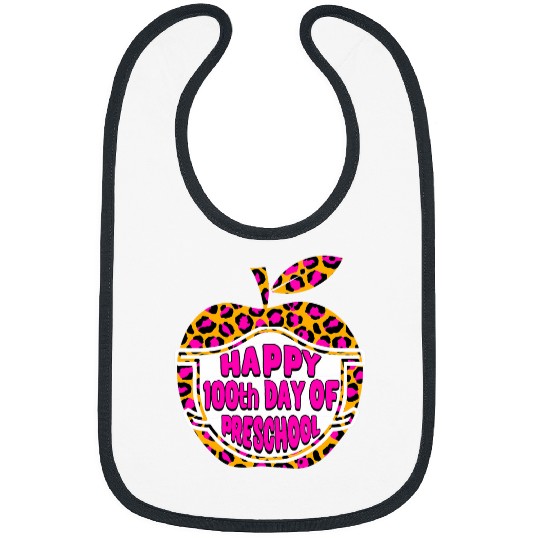 Happy 100th Day of Preschool Virtual Teacher Student Apple 1 Bibs