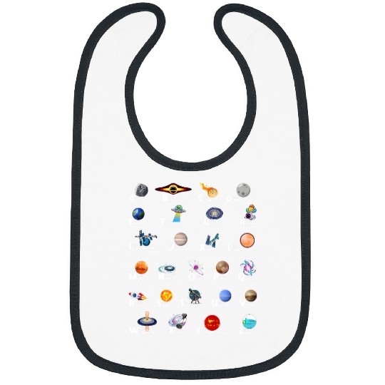 Outer Space Kids ABC Types Of Planet Identification Alphabet Bibs