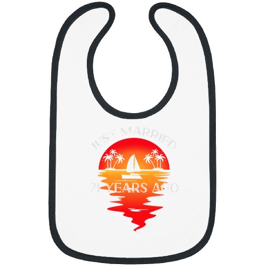 Just Married 21 Years Ago Summer Palm Trees Boat Anniversary Bibs