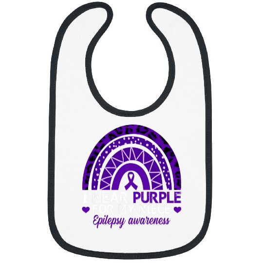 I Wear Purple For My Niece Epilepsy Awareness Boho Rainbow Bibs