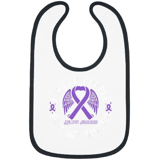 I Wear Purple For My Sister Epilepsy Awareness Retro Bibs