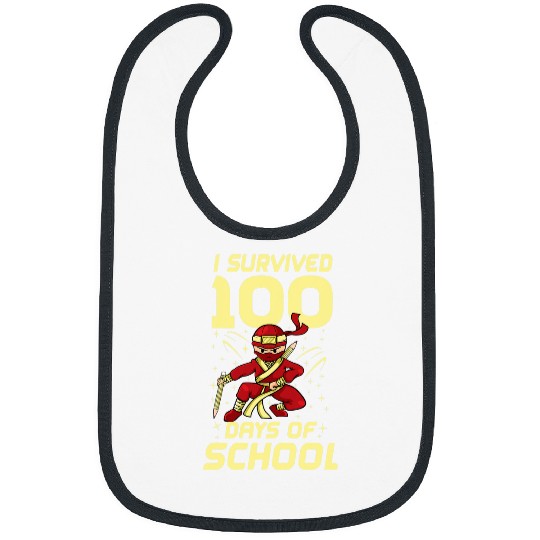 Happy 100th Day of school ninja Kindergarten Teacher Student Bibs