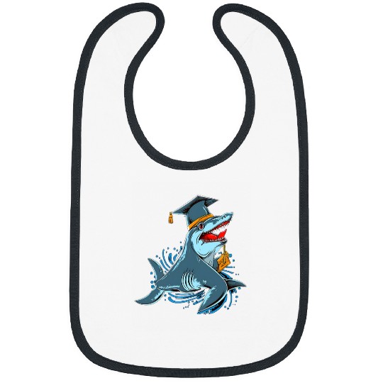 Graduation Senior Student Diploma Toga Cap Shark Lover 2 Bibs